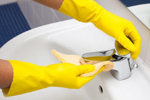 Local cleaning team working in a W1 flat with access challenges